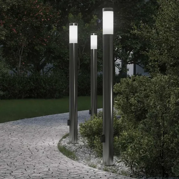 Borne lumineuse avec sortie lot de 3 110 cm acier inoxydable IP44