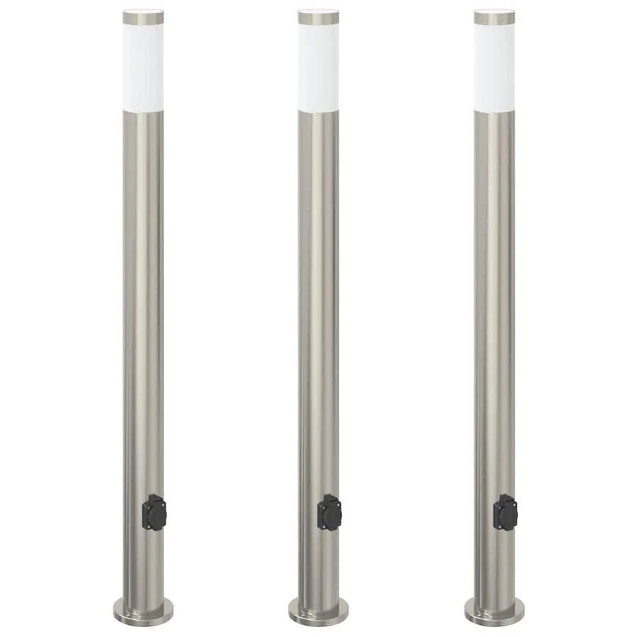 Borne lumineuse avec sortie lot de 3 110 cm acier inoxydable IP44 - 2