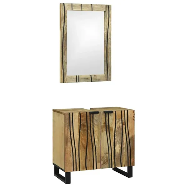 Ensemble d'armoire de salle de bain 2 pcs Naturel