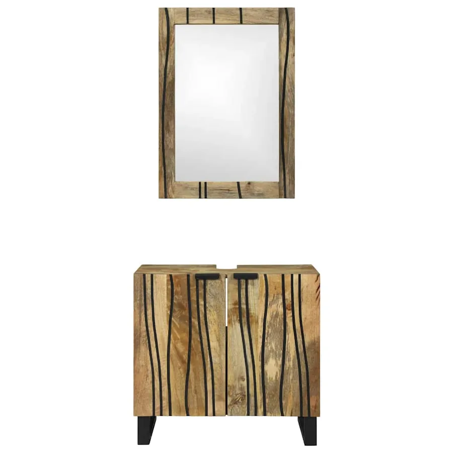Ensemble d'armoire de salle de bain 2 pcs Naturel - 5