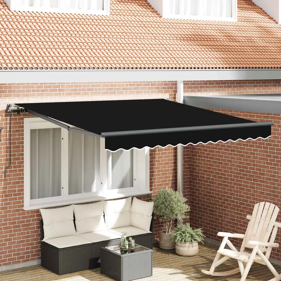 Auvent rétractable Noir 300 x 250 cm Polyester et Aluminium