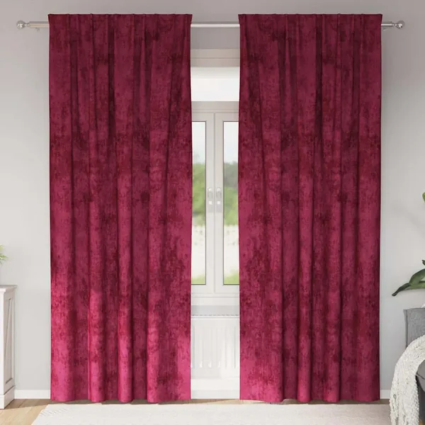 Rideaux en velours 2 pcs Rouge bordeaux 245 x 140 cm Velours