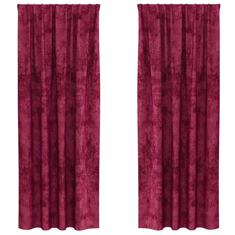 Rideaux en velours 2 pcs Rouge bordeaux 245 x 140 cm Velours - 2