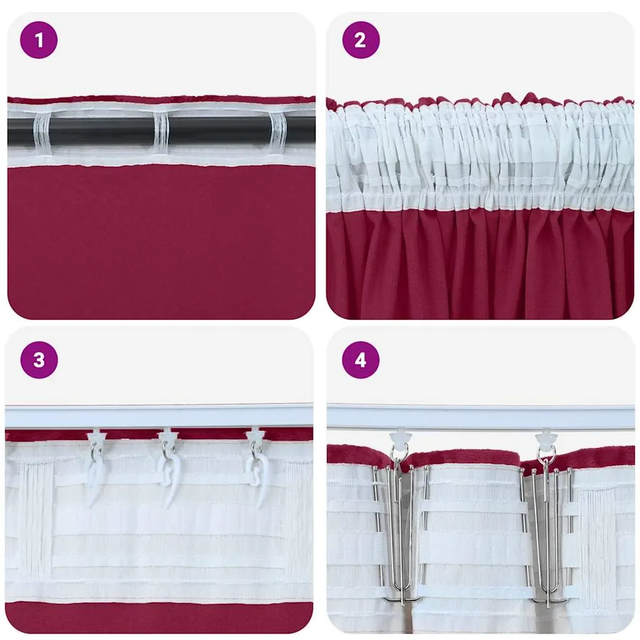 Rideaux en velours 2 pcs Rouge bordeaux 245 x 140 cm Velours - 7