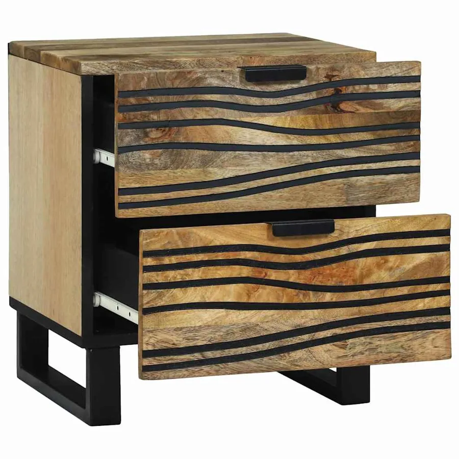 Table de chevet Naturel 40 x 33 x 46 cm Bois d'ingénierie - 2