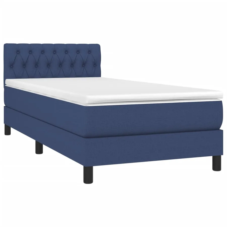 Sommier à lattes de lit avec matelas LED Bleu 100x200 cm Tissu - 3