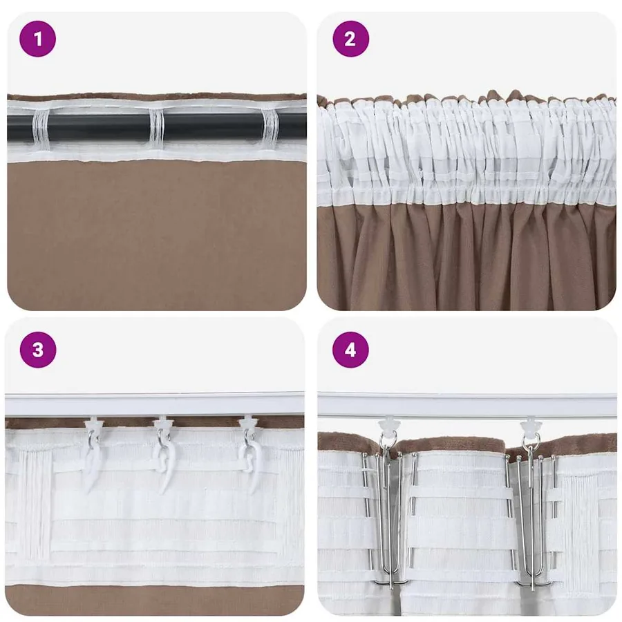 Rideaux en velours 2 pcs Cappuccino 175 x 140 cm Velours - 7
