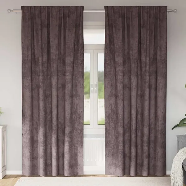 Rideaux en velours 2 pcs Marron 260 x 140 cm Velours