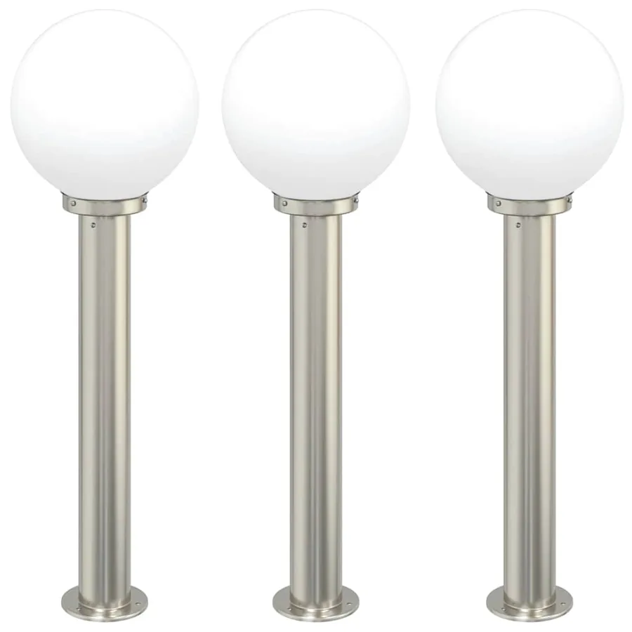 Bornes lumineuses lot de 3 80 cm acier inoxydable IP44 - 2