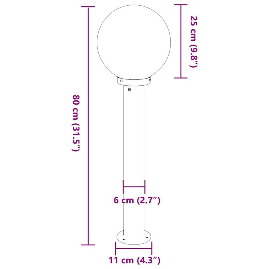 Bornes lumineuses lot de 3 80 cm acier inoxydable IP44 - 8