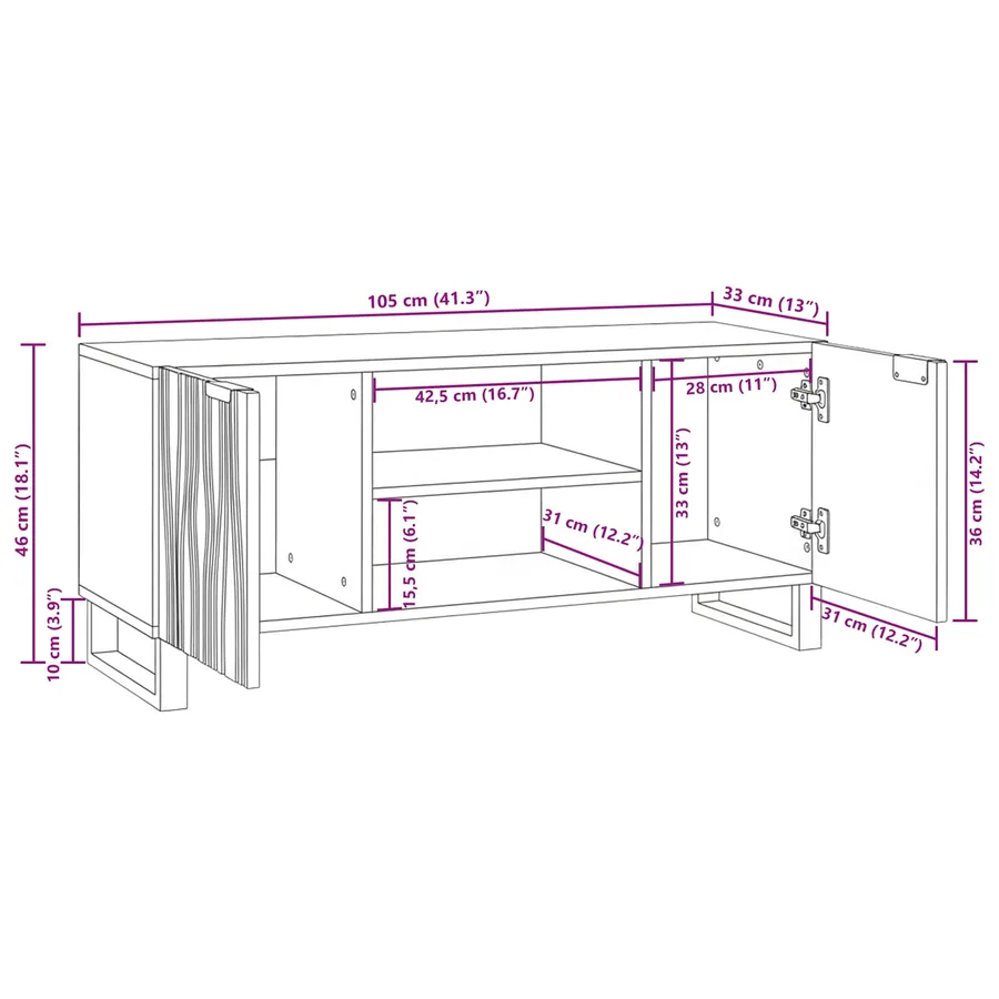 Unites TV Marron 105 x 33 x 46 cm Bois d'ingénierie - 11