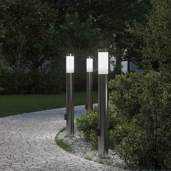 Bornes lumineuses avec sortie lot de 3 80 cm acier inoxydable IP44