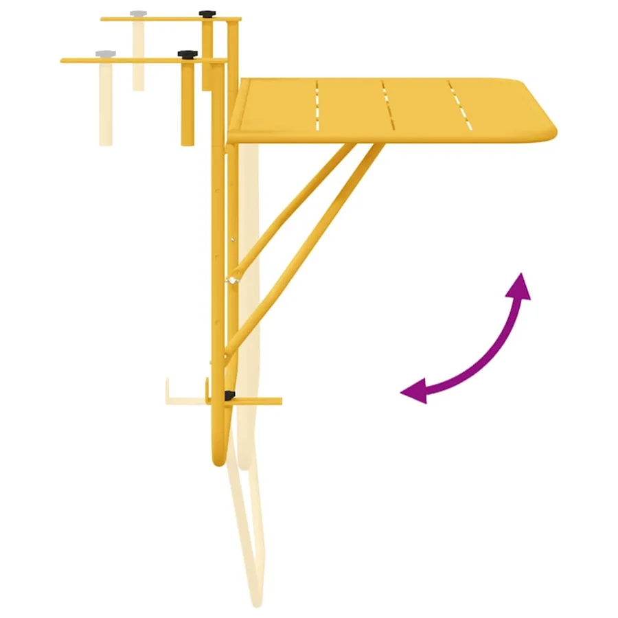 Table Suspendue de Balcon Moutarde 60 x 39 x 65 cm Acier - 10