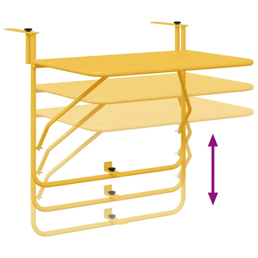 Table Suspendue de Balcon Moutarde 60 x 39 x 65 cm Acier - 9