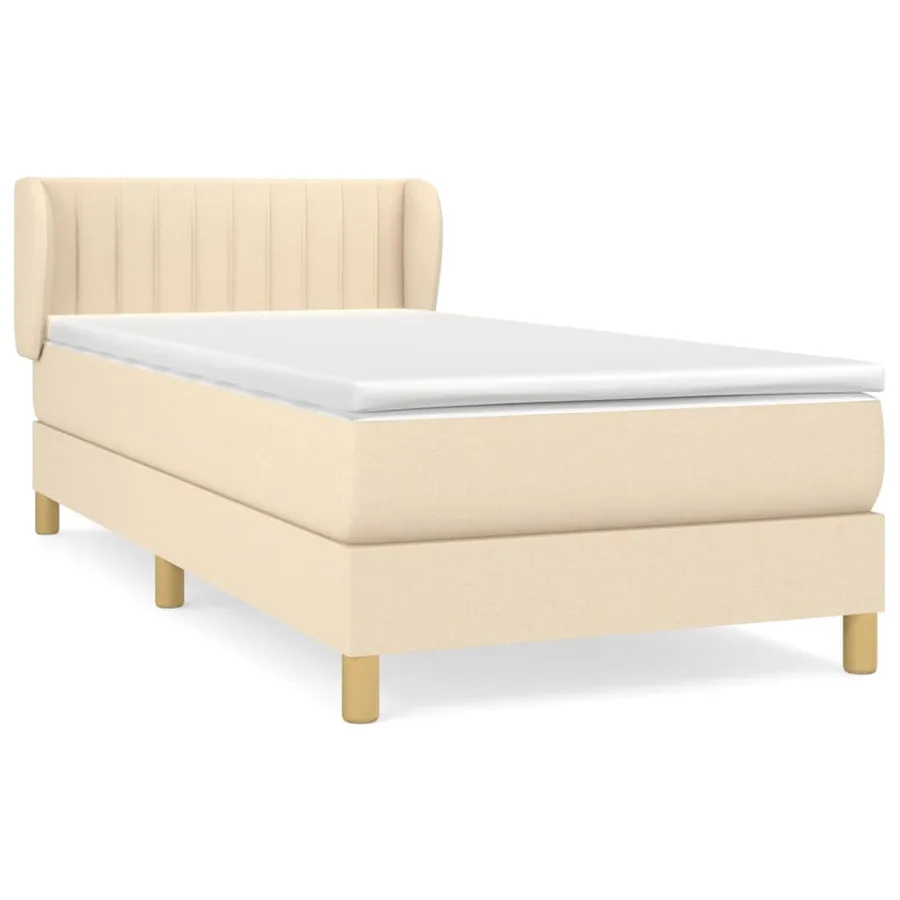 Sommier à lattes de lit et matelas Crème 90x190 cm Tissu - 2