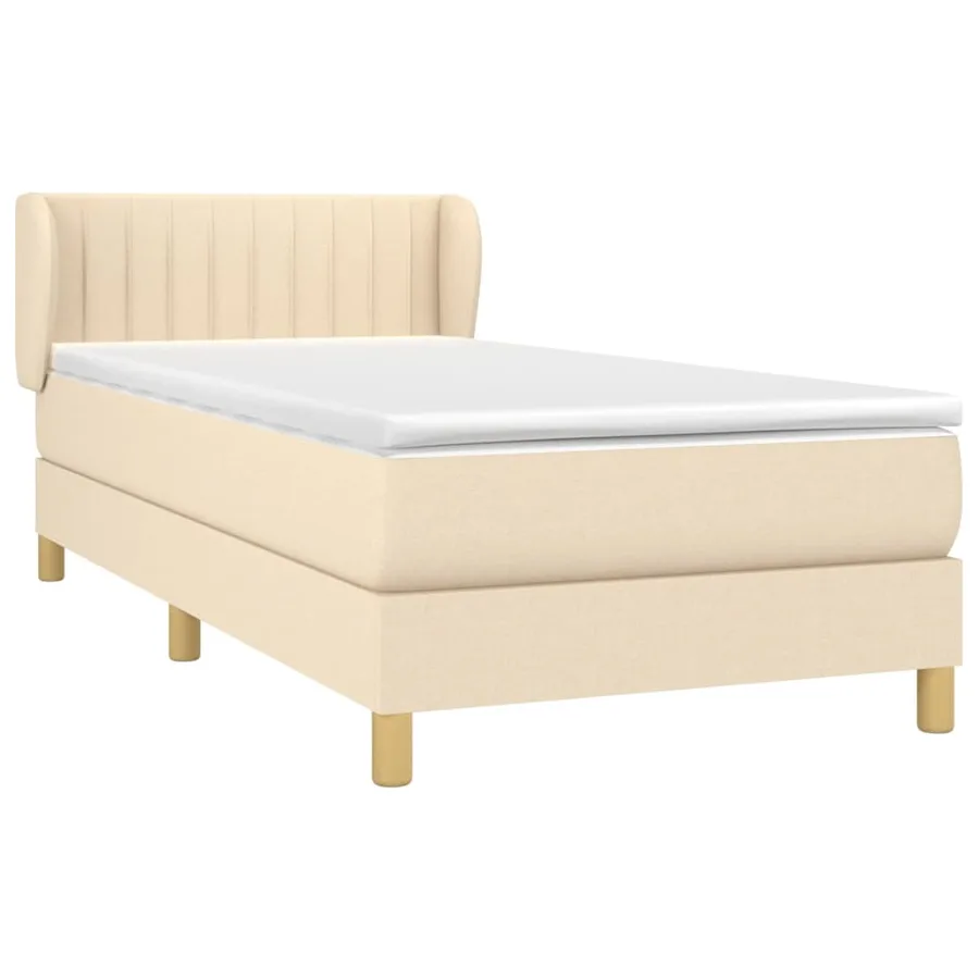 Sommier à lattes de lit et matelas Crème 90x190 cm Tissu - 3