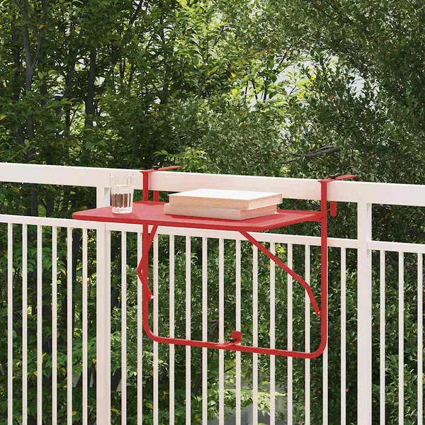 Table Suspendue de Balcon Rouge 60 x 39 x 65 cm Acier