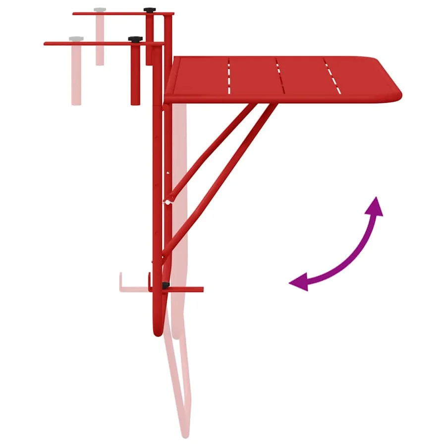 Table Suspendue de Balcon Rouge 60 x 39 x 65 cm Acier - 10