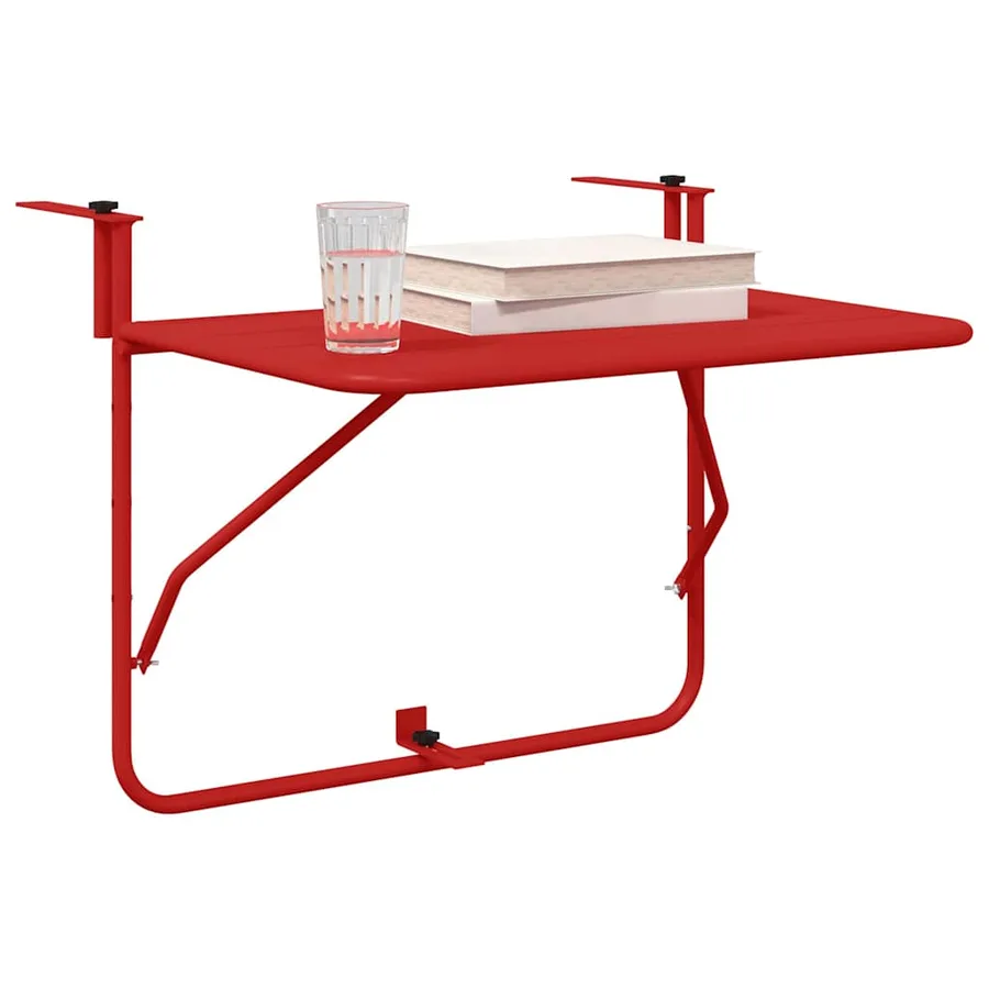 Table Suspendue de Balcon Rouge 60 x 39 x 65 cm Acier - 3
