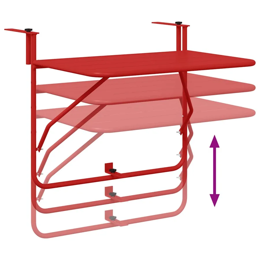 Table Suspendue de Balcon Rouge 60 x 39 x 65 cm Acier - 9