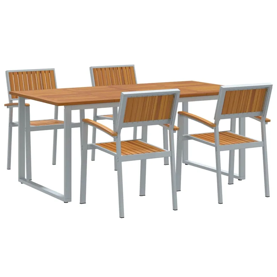 Ensemble de salle à manger pour jardin 5 pcs Gris - 2