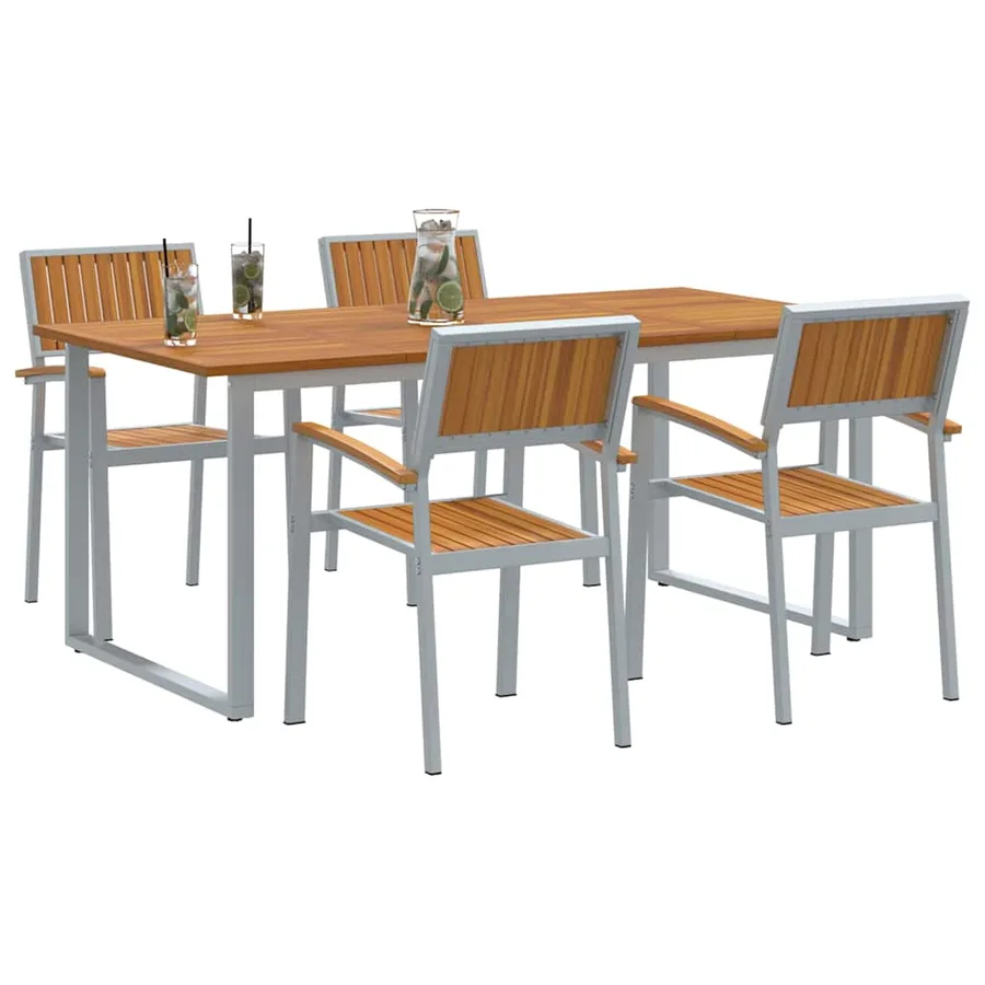 Ensemble de salle à manger pour jardin 5 pcs Gris - 3
