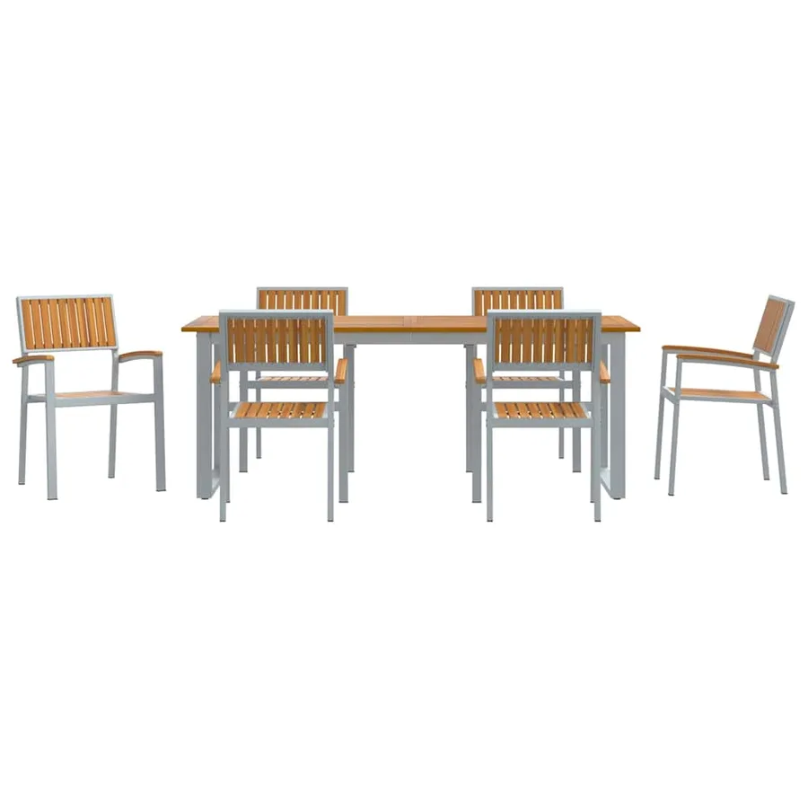 Ensemble de salle à manger pour jardin 7 pcs Gris - 7