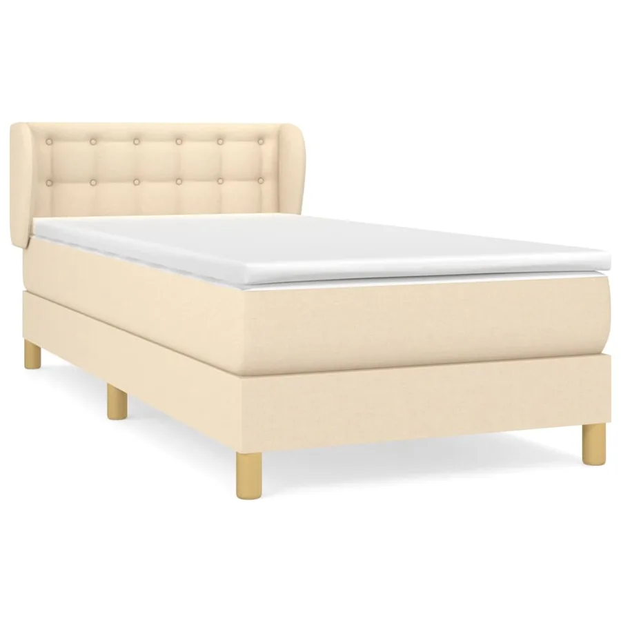 Sommier à lattes de lit et matelas Crème 90x190 cm Tissu - 2