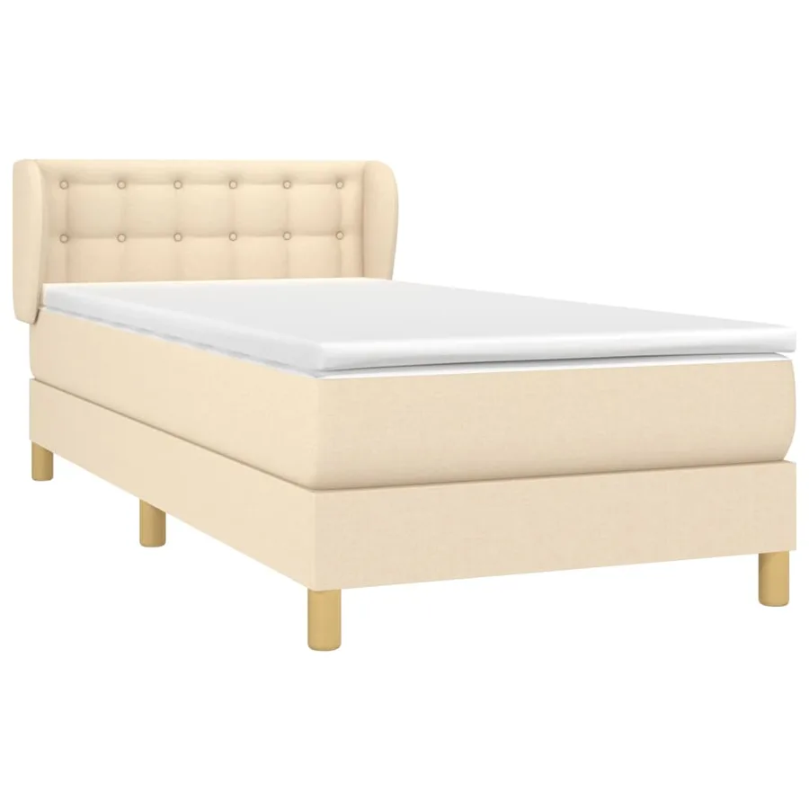 Sommier à lattes de lit et matelas Crème 90x190 cm Tissu - 3