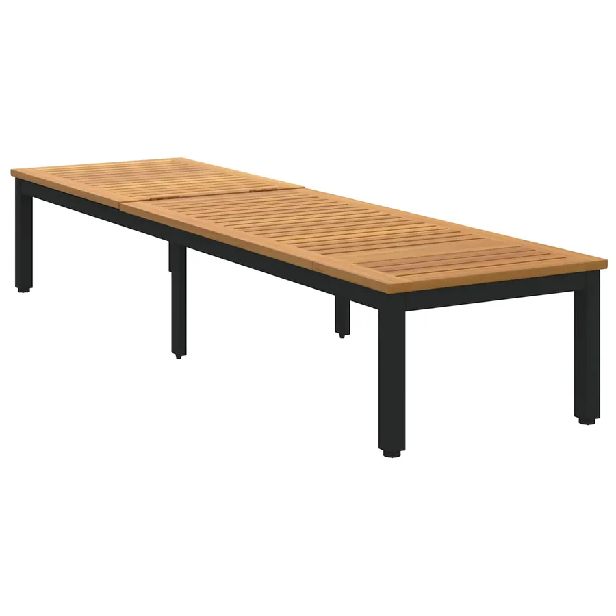 Transat Noir 200 x 55 x 35 cm Bois d'Acacia Massif - 3