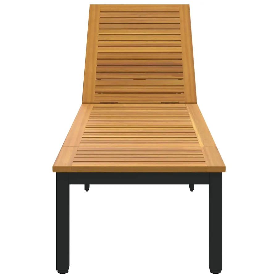 Transat Noir 200 x 55 x 35 cm Bois d'Acacia Massif - 6