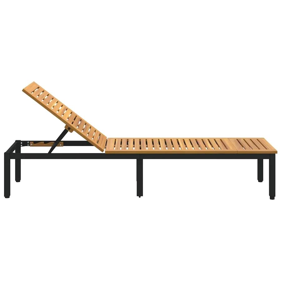 Transat Noir 200 x 55 x 35 cm Bois d'Acacia Massif - 7