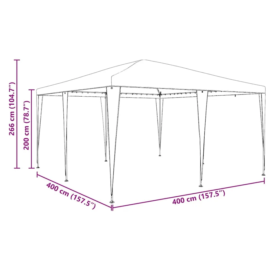 Tente de fête Blanc 400 x 400 x 266 cm Polyéthylène et acier - 11