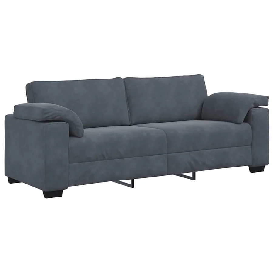 Canapé à 3 places gris foncé 220x77x82 cm velours - 2