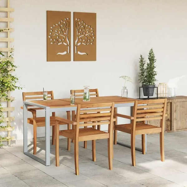 Table de Jardin Gris 160 x 80 x 75 cm Bois d'Acacia Massif