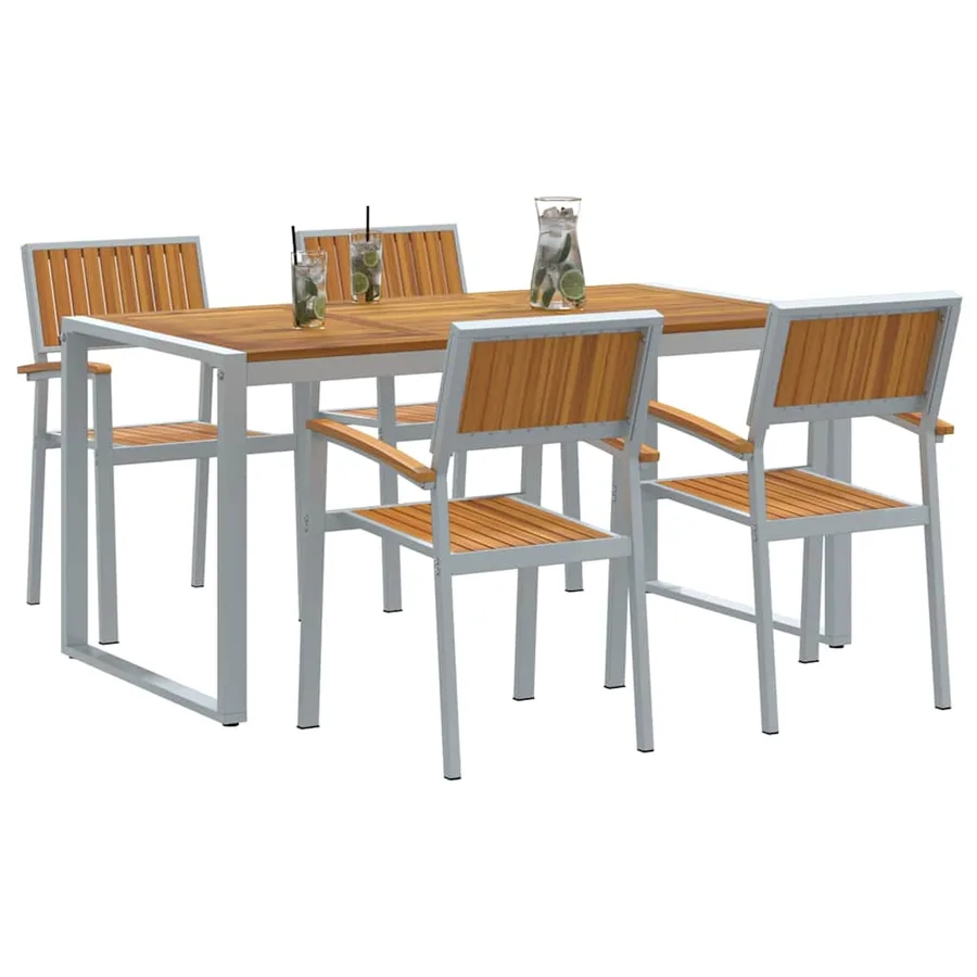 Ensemble de salle à manger pour jardin 5 pcs Gris - 3