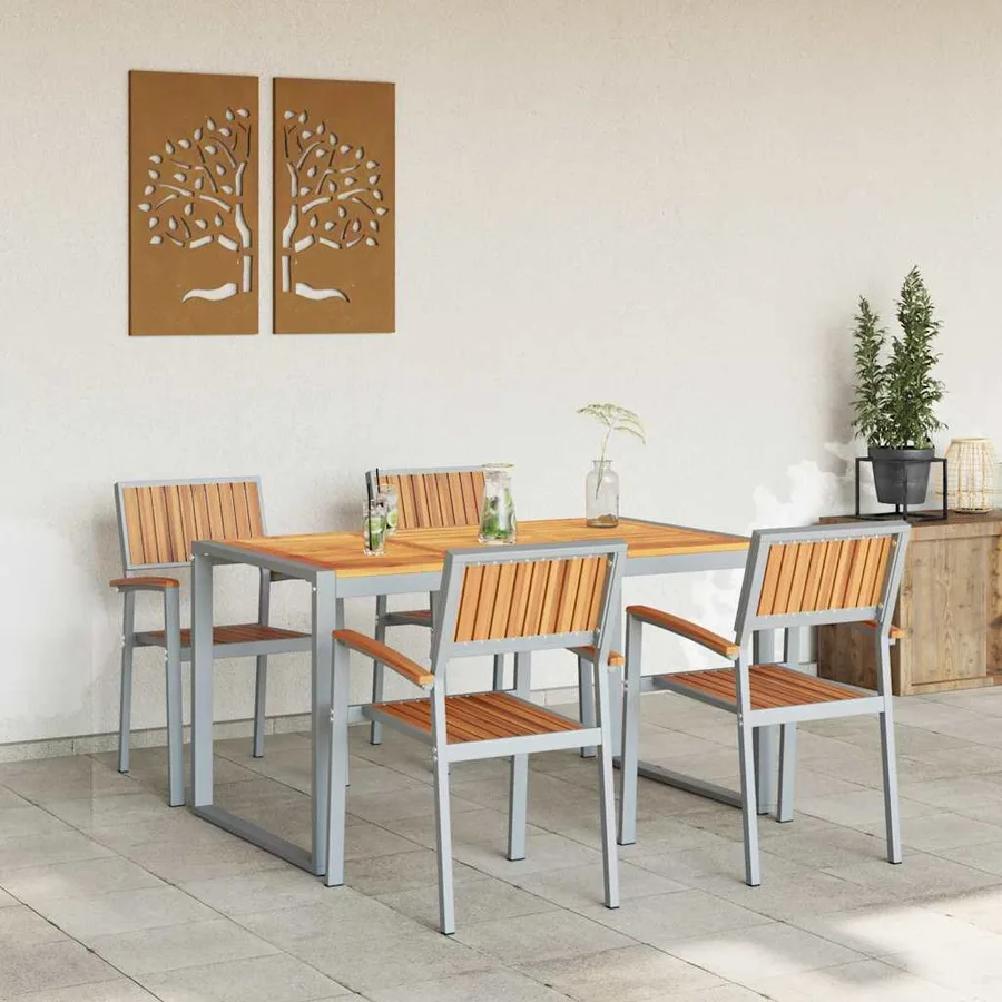 Ensemble de salle à manger pour jardin 5 pcs Gris - 4