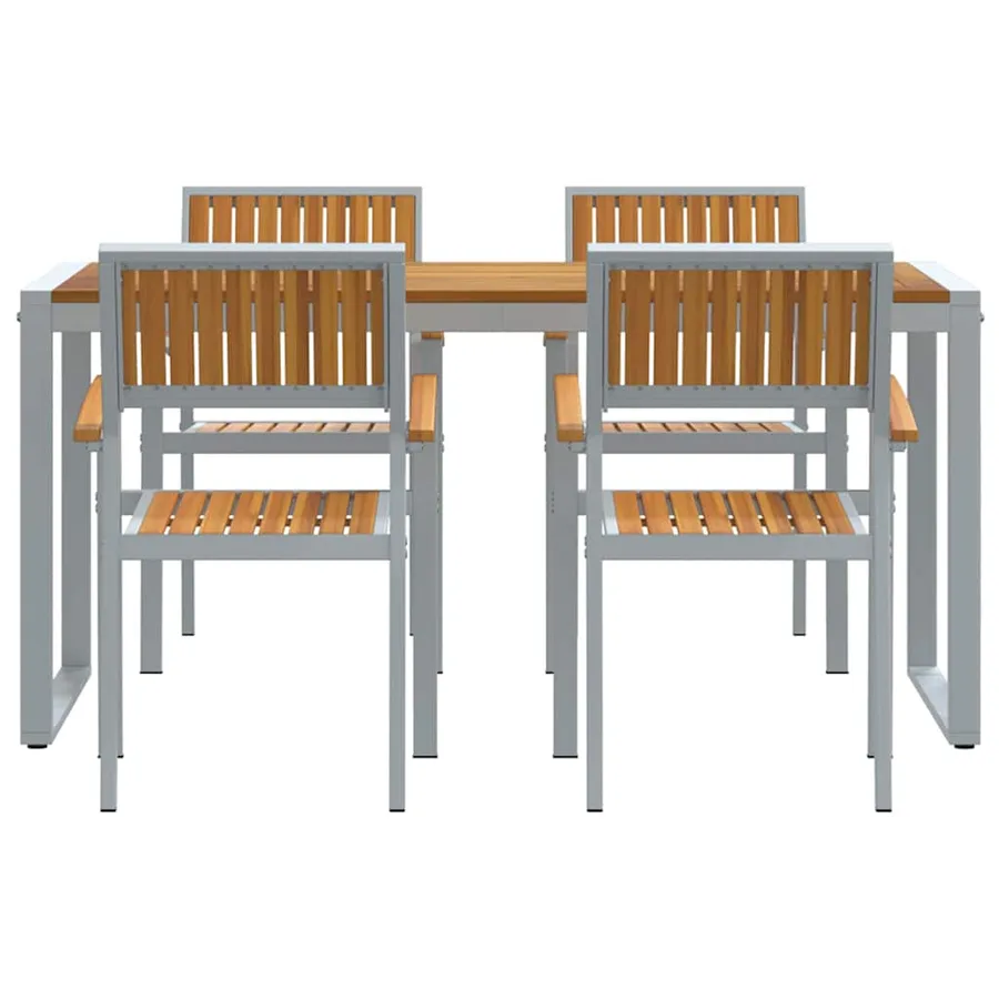 Ensemble de salle à manger pour jardin 5 pcs Gris - 7