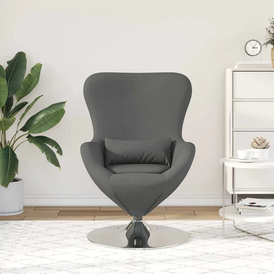 Fauteuil œuf Gris foncé 63 x 73 x 90 cm tissu - 3
