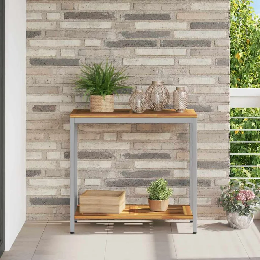 Table de jardin avec stockage Naturel et gris 80 x 35 x 75 cm