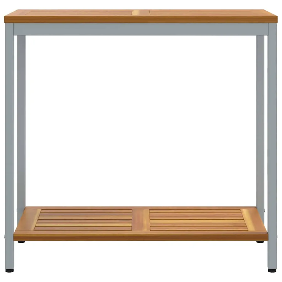Table de jardin avec stockage Naturel et gris 80 x 35 x 75 cm - 5