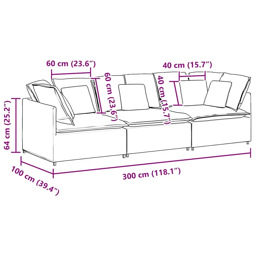 Canapé modulable avec coussins en tissu velours côtelé gris clair - 10