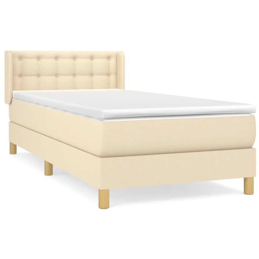 Sommier à lattes de lit et matelas Crème 90x190 cm Tissu - 2