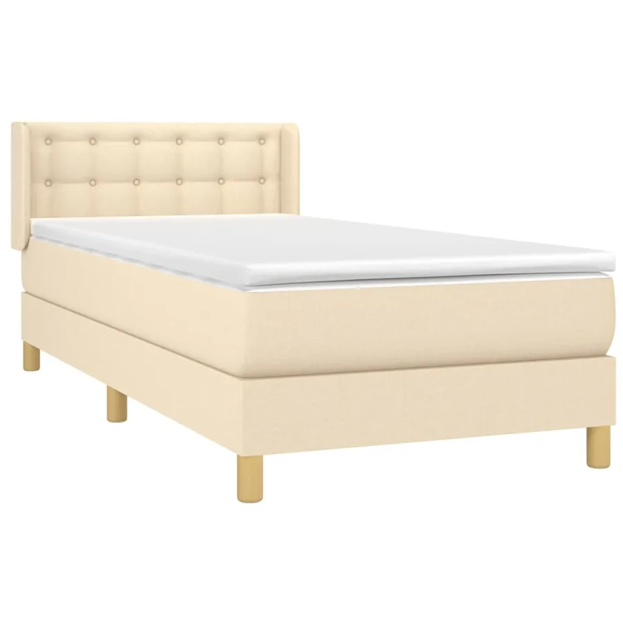 Sommier à lattes de lit et matelas Crème 90x190 cm Tissu - 3