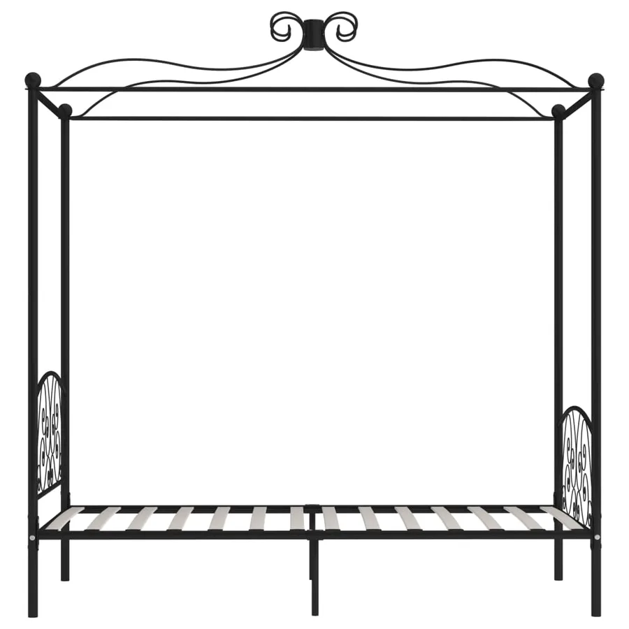 Cadre de lit à baldaquin sans matelas noir métal 90x200 cm - 4