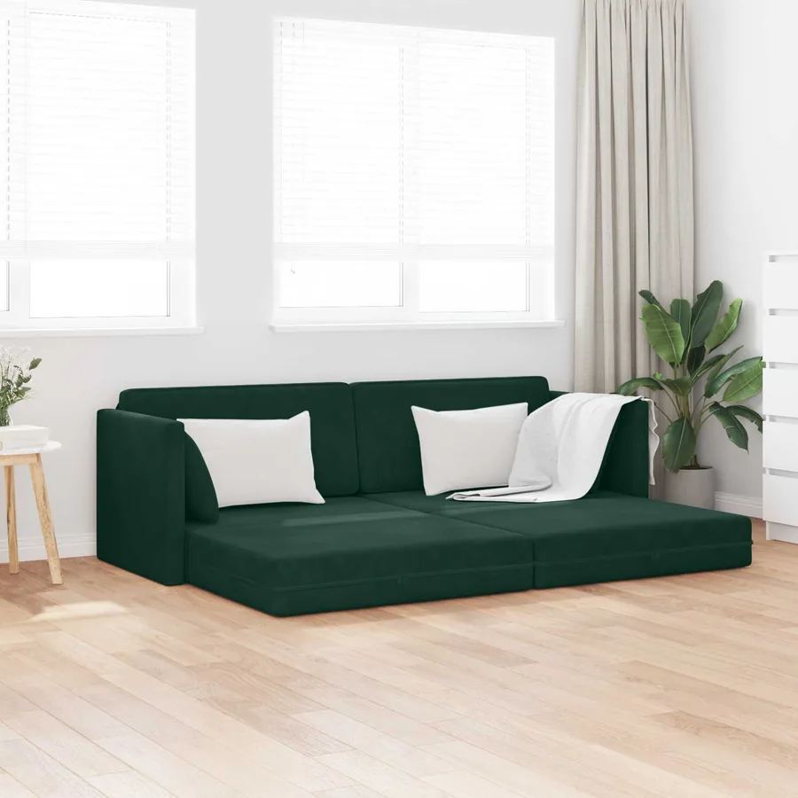 Canapé-lit au sol Vert foncé 213 x 70 x 77 cm Velours