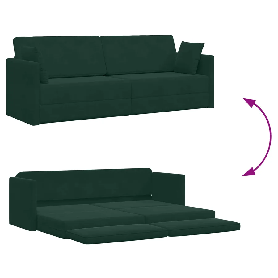 Canapé-lit au sol Vert foncé 213 x 70 x 77 cm Velours - 8