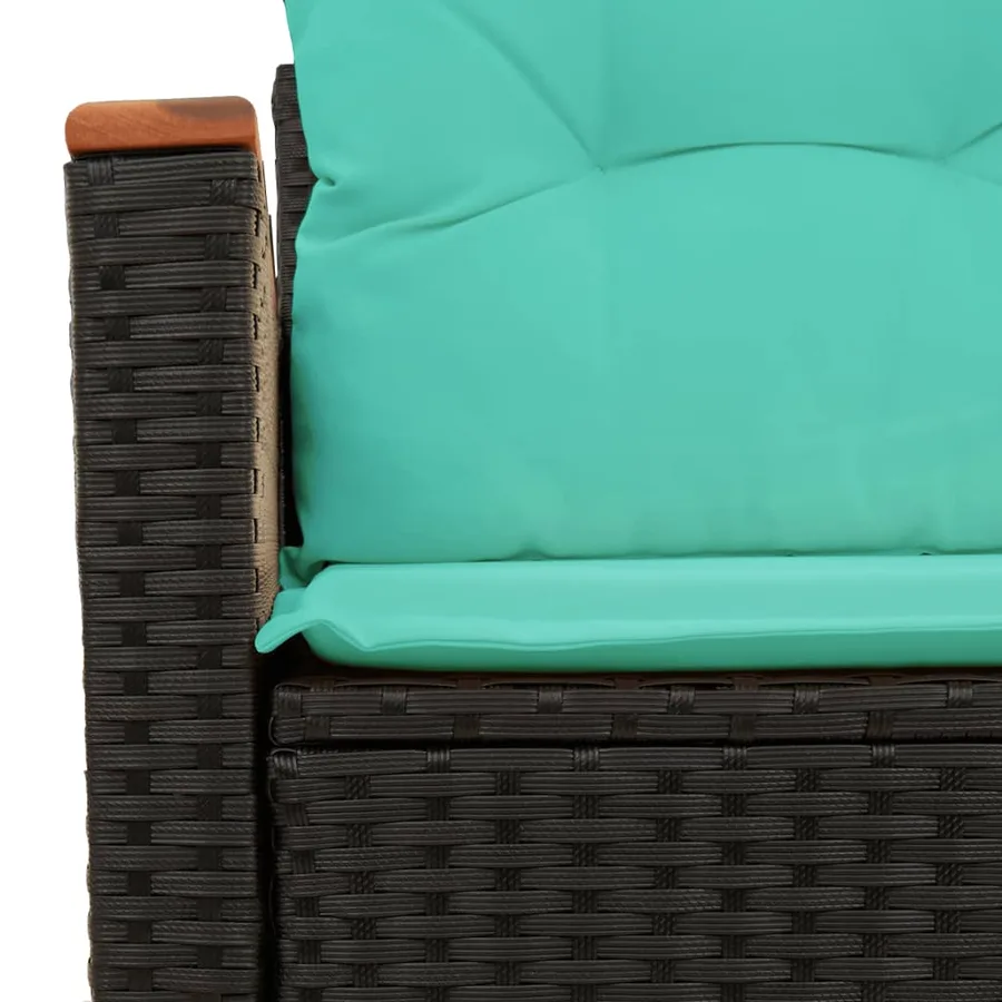 Canapé de jardin avec coussins 2 places en résine tressée noire - 9