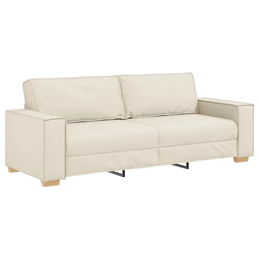 Sofa 3 places Beige 220 cm Tissu en lin mélangé - 2