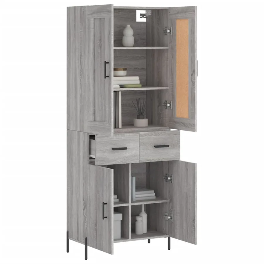 Buffet haut Sonoma gris 69,5x34x180 cm Bois d'ingénierie - 3